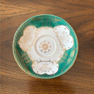 Lefton China Hand Painted Green Gold Saucer
